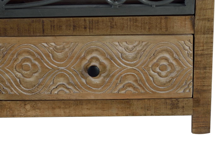 GINER Y COLOMER Vitrine en bois de manguier marron vieilli